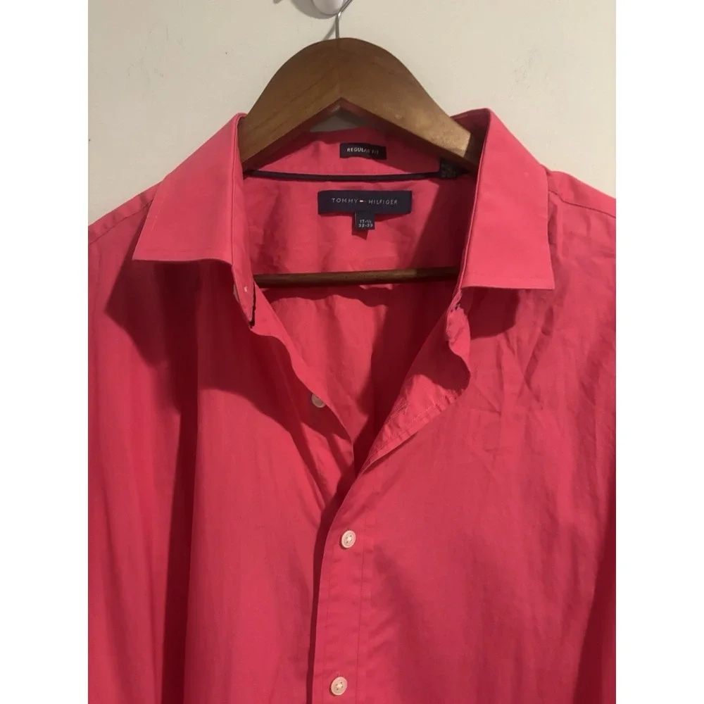 Tommy Hilfiger‎ Blouse Women's Button Up Long Sleeve Hot Pink 17.5 32-33 - Picture 3 of 9